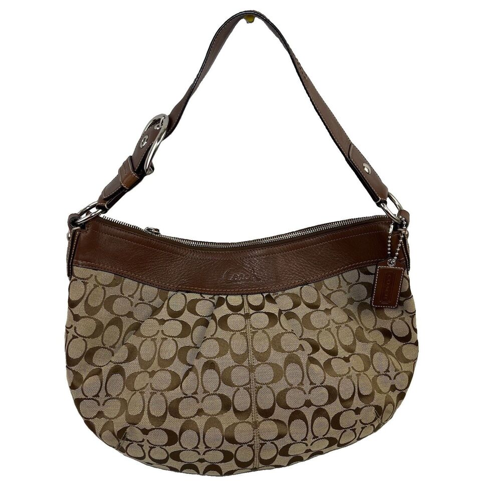 Coach LARGE F13741 Vintage Y2K Soho Hobo Shoulder Bag Beige Signature C Canvas